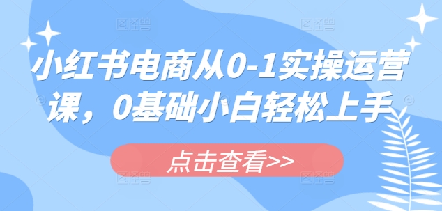 小红书电商从0-1实操运营课，0基础小白轻松上手-创米阁｜副业实操经验分享