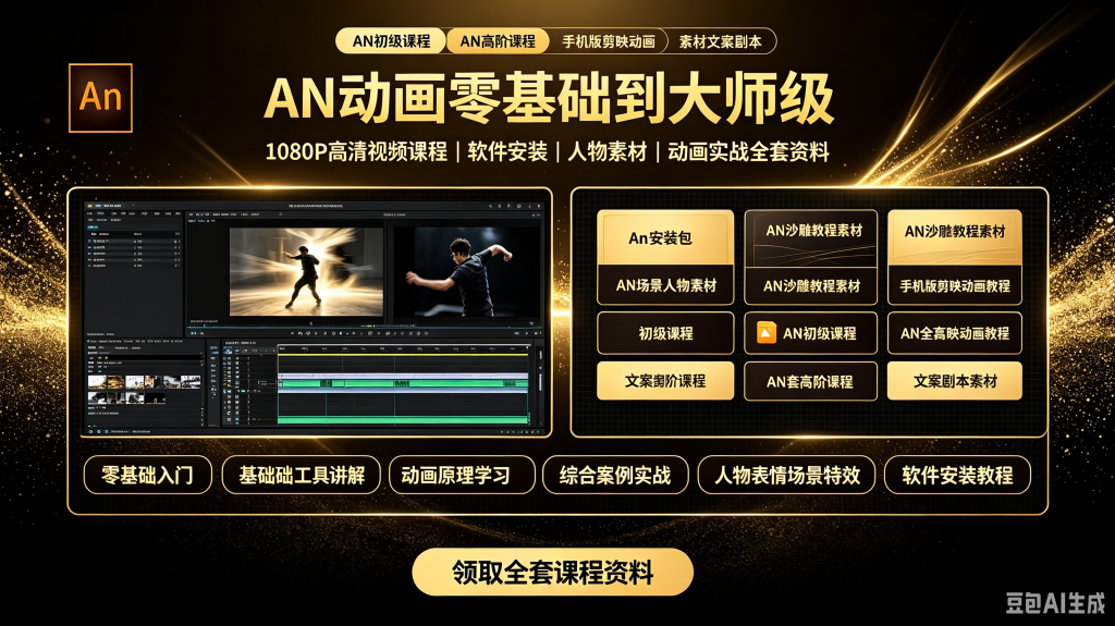 An教程动画制作animate软件学习资料沙雕课程零基础动画设计中文-创米阁｜副业实操经验分享