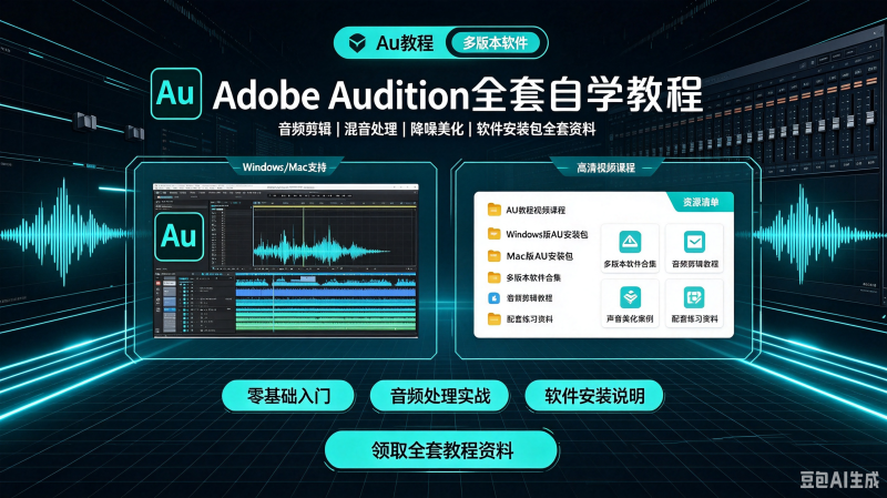 Au软件教程后期音频处理剪辑制作音频课程教学编辑零基础入门教程-创米阁｜副业实操经验分享