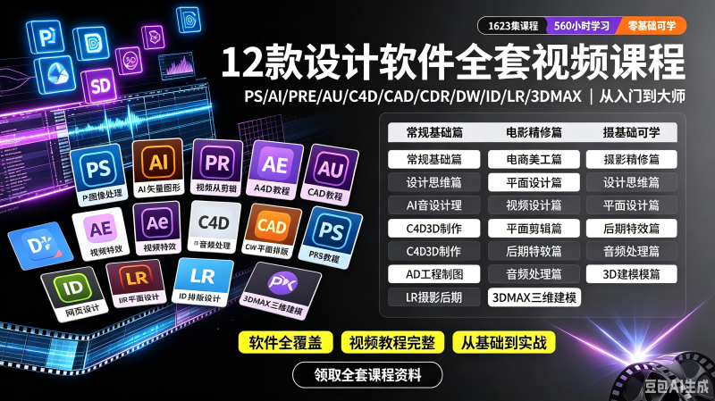 PS教程零基础平面设计修图调色美工照片精修摄影后期全套教学视频-创米阁｜副业实操经验分享