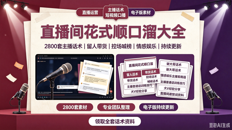 抖音直播间顺口溜话术大全电子版喊麦搞笑夸大哥练口才娱乐主播-创米阁｜副业实操经验分享