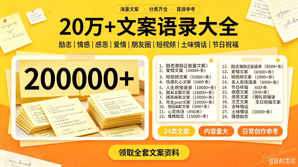 自媒体文案素材合集人生感悟经典语录情感励志文案word模板可修改-创米阁｜副业实操经验分享