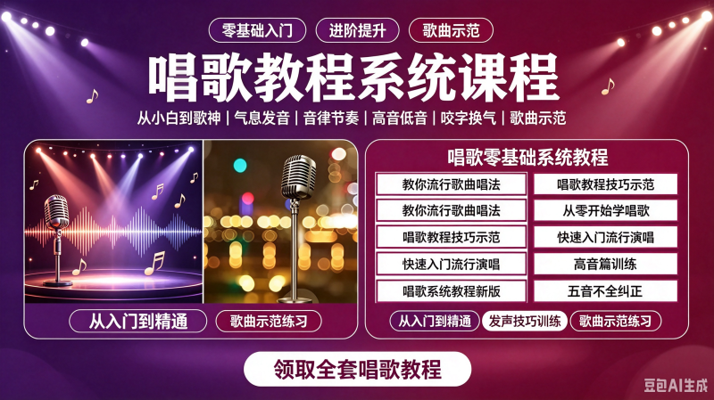 学唱歌零基础入门教程视频全套课程声乐自学五音不全教学音乐培训-创米阁｜副业实操经验分享