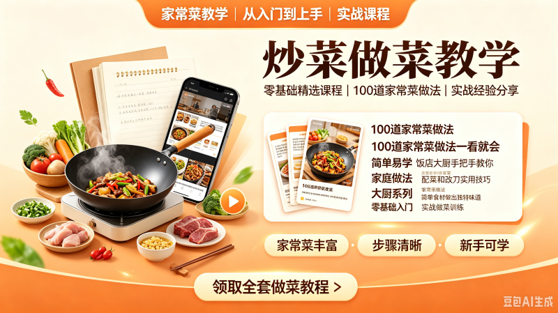 学做菜视频教程厨艺课程零基础厨师烹饪教学大厨菜系家常炒菜做饭-创米阁｜副业实操经验分享