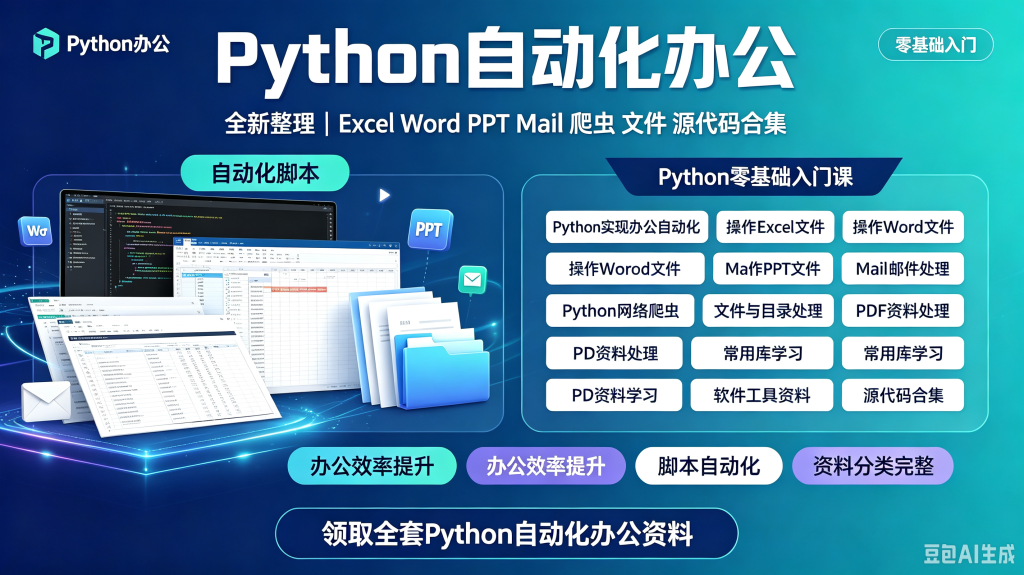 Python入门数据分析自动化办公处理Excel|Word|PPT爬虫源代码合集-创米阁｜副业实操经验分享
