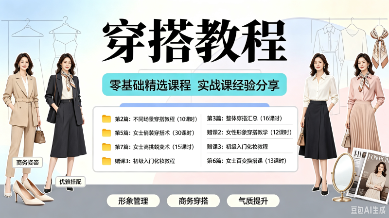 女士穿搭教程时尚穿衣服装搭配课程女生形象管理打扮技巧教学视频-创米阁｜副业实操经验分享