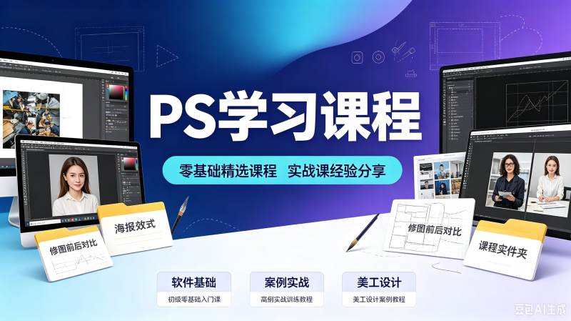 PS 全套教程｜从基础操作到案例实战、美工设计与修图技巧课程-创米阁｜副业实操经验分享