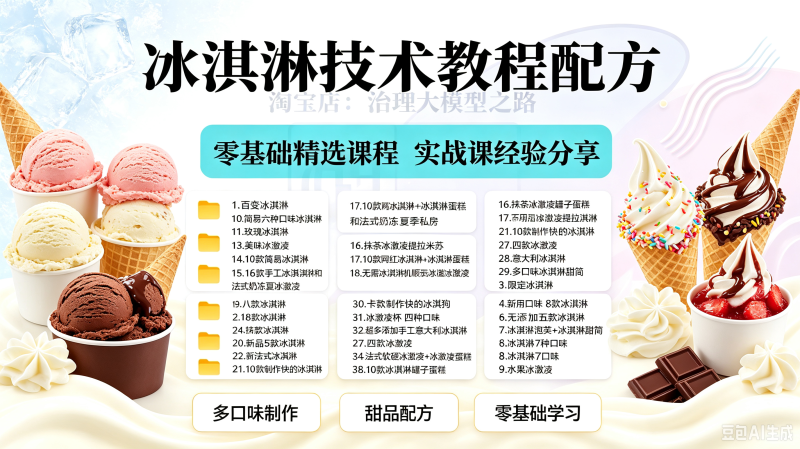 冰淇淋技术配方教程大全私房冰激凌自学雪糕制作技术视频教学商用-创米阁｜副业实操经验分享