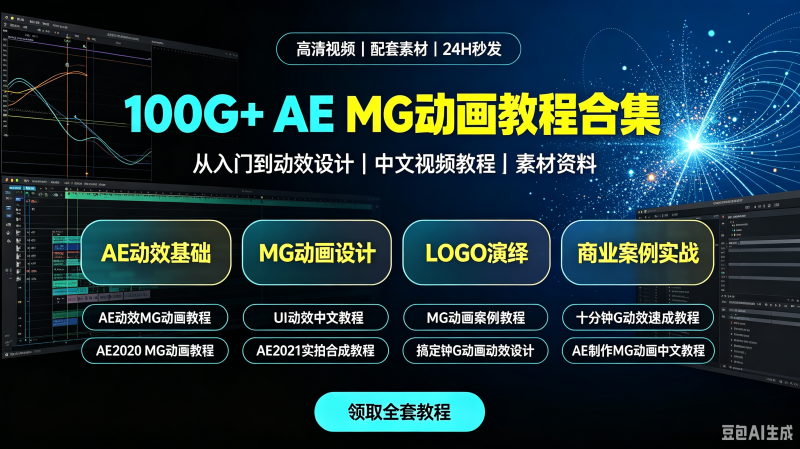 全套AE制作MG动画视频教学课程动效设计零基础自学培训教程资料-创米阁｜副业实操经验分享