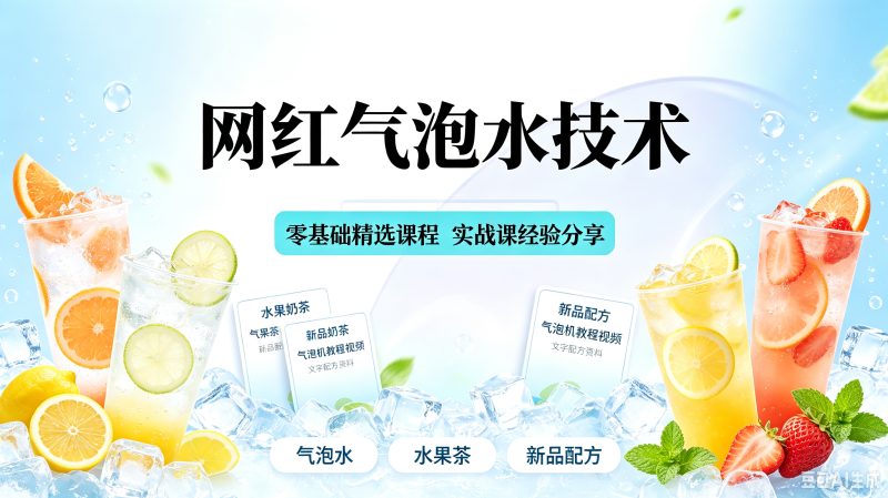 网红气泡水全套技术配方教程火爆饮品冷饮水果茶视频商用制作方法-创米阁｜副业实操经验分享