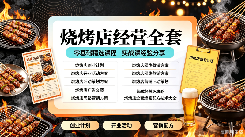 烧烤店经营全套运营管理方法开店指南活动方案策划烤肉配方资料新-创米阁｜副业实操经验分享