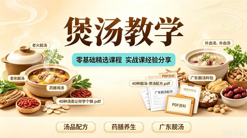 煲汤教学视频煲汤配方技术全套适合初学者入门教学配方零基础学新-创米阁｜副业实操经验分享
