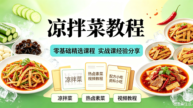 精品凉拌菜教程自选技术特色小吃配方小本创业摆摊小菜视频教程课-创米阁｜副业实操经验分享