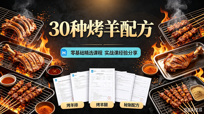 30种烤羊配方烤羊配方技术资料全套配方烤羊肉羊腿烤羊技术资料新-创米阁｜副业实操经验分享