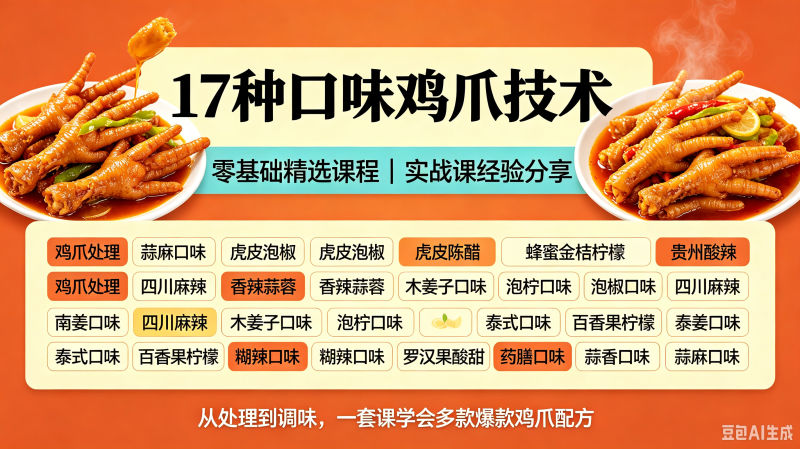 17种口味鸡爪技术正宗配方酸辣柠檬无骨鸡爪各种调料教程小吃摆摊-创米阁|副业实操经验分享