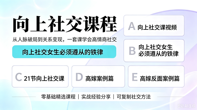 向上社交课程提升社交技巧情商技巧技能知识高嫁规则实战气场打造-创米阁｜副业实操经验分享