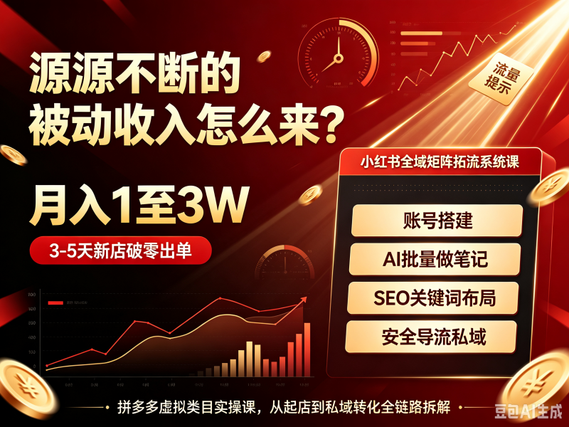 源源不断的被动收入怎么来？拼多多虚拟类目实操月入1至3W，3-5天新店破零出单-创米阁｜副业实操经验分享