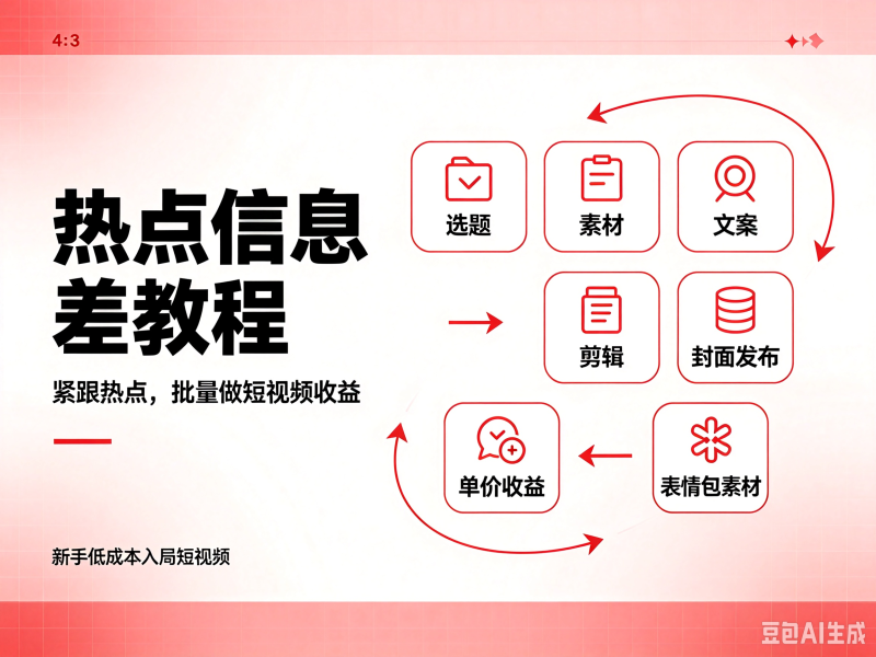 热点信息差短视频变现课：选题素材文案剪辑教学，封面发布收益核算完整运营流程-创米阁｜副业实操经验分享
