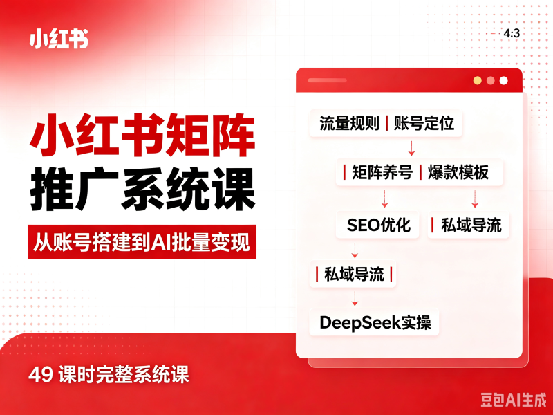 小红书全域矩阵拓流系统课：账号搭建、AI批量做笔记，SEO关键词布局、安全导流私域-创米阁｜副业实操经验分享